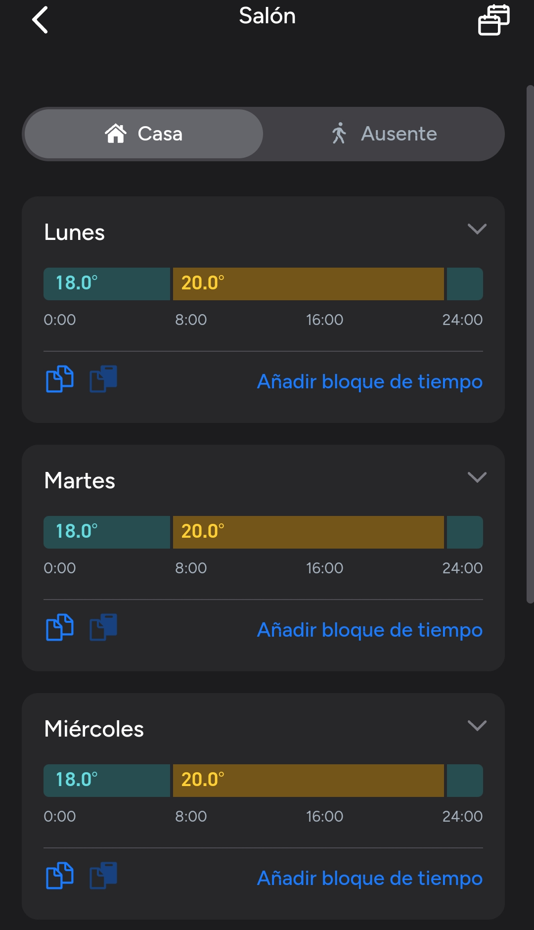 Tado app programación